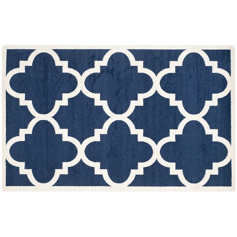 Safavieh Amherst Fretwork Indoor Outdoor Rug, Blue, 7Ft Rnd