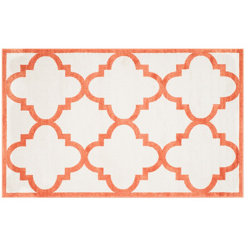 Safavieh Amherst Fretwork Indoor Outdoor Rug, Orange, 7Ft Rnd