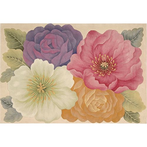 Nourison Tropics Floral Pastel Wool Rug