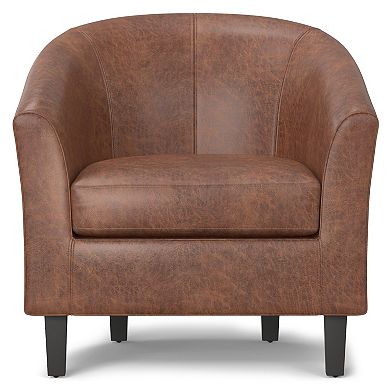 Simpli Home Austin Transitional Barrel Arm Chair