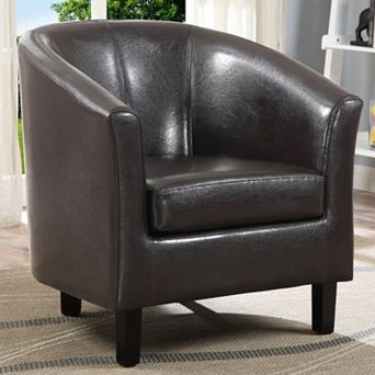 Simpli Home Austin Transitional Barrel Arm Chair