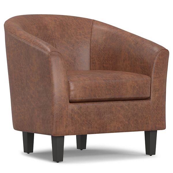 Simpli Home Austin Transitional Barrel Arm Chair