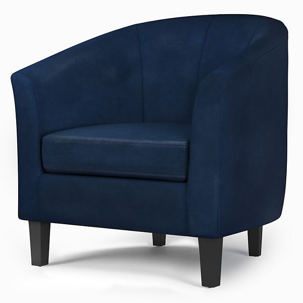 Simpli Home Austin Transitional Barrel Arm Chair - Distressed Dark Blue