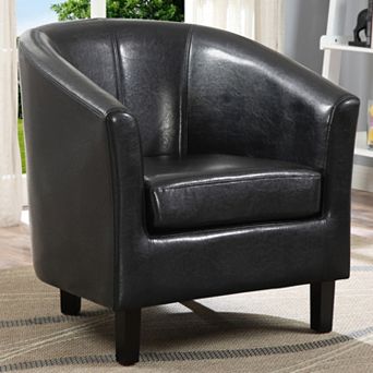 Simpli Home Austin Transitional Barrel Arm Chair
