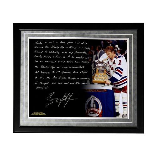 Steiner Sports New York Rangers Brian Leetch 1st American Conn Smythe Winner Facsimile 16 x 20 Fra...