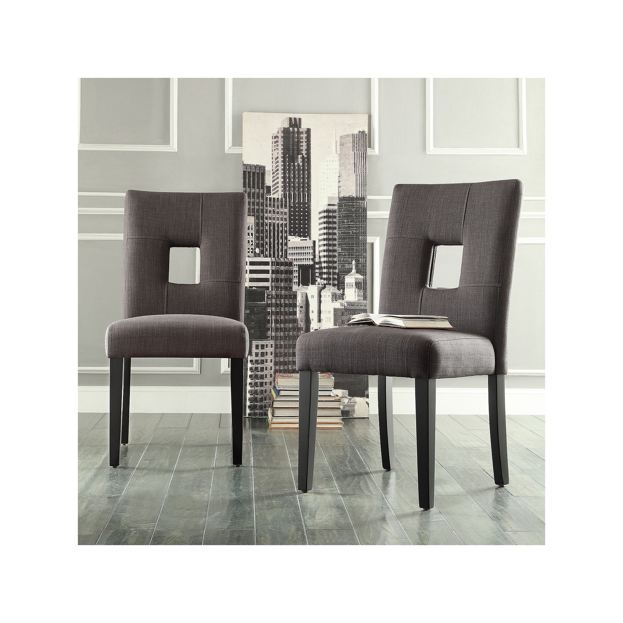 HomeVance 2-piece Roxton Keyhole Side Chair Set, Dark Gray