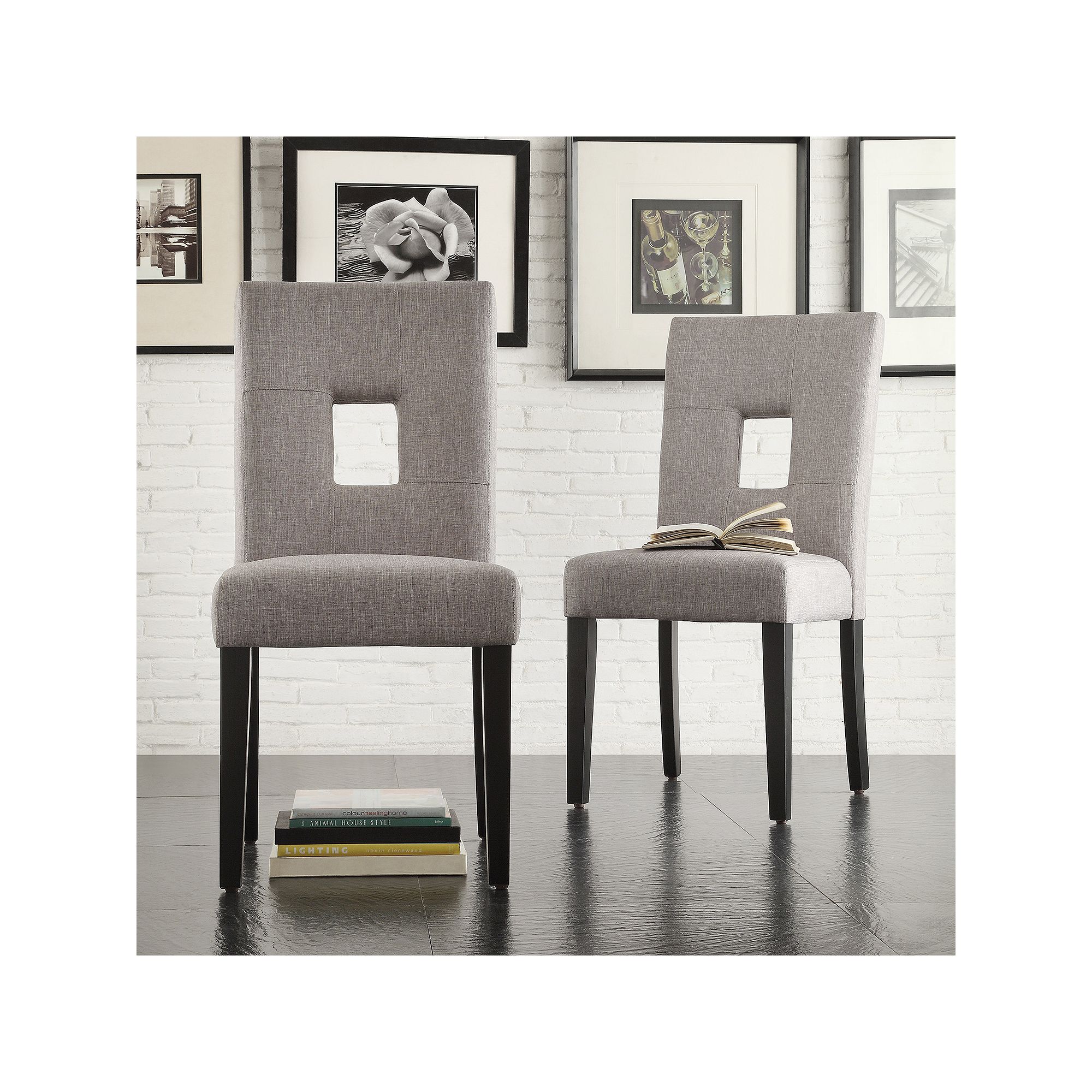 HomeVance 2-piece Roxton Keyhole Side Chair Set, Gray