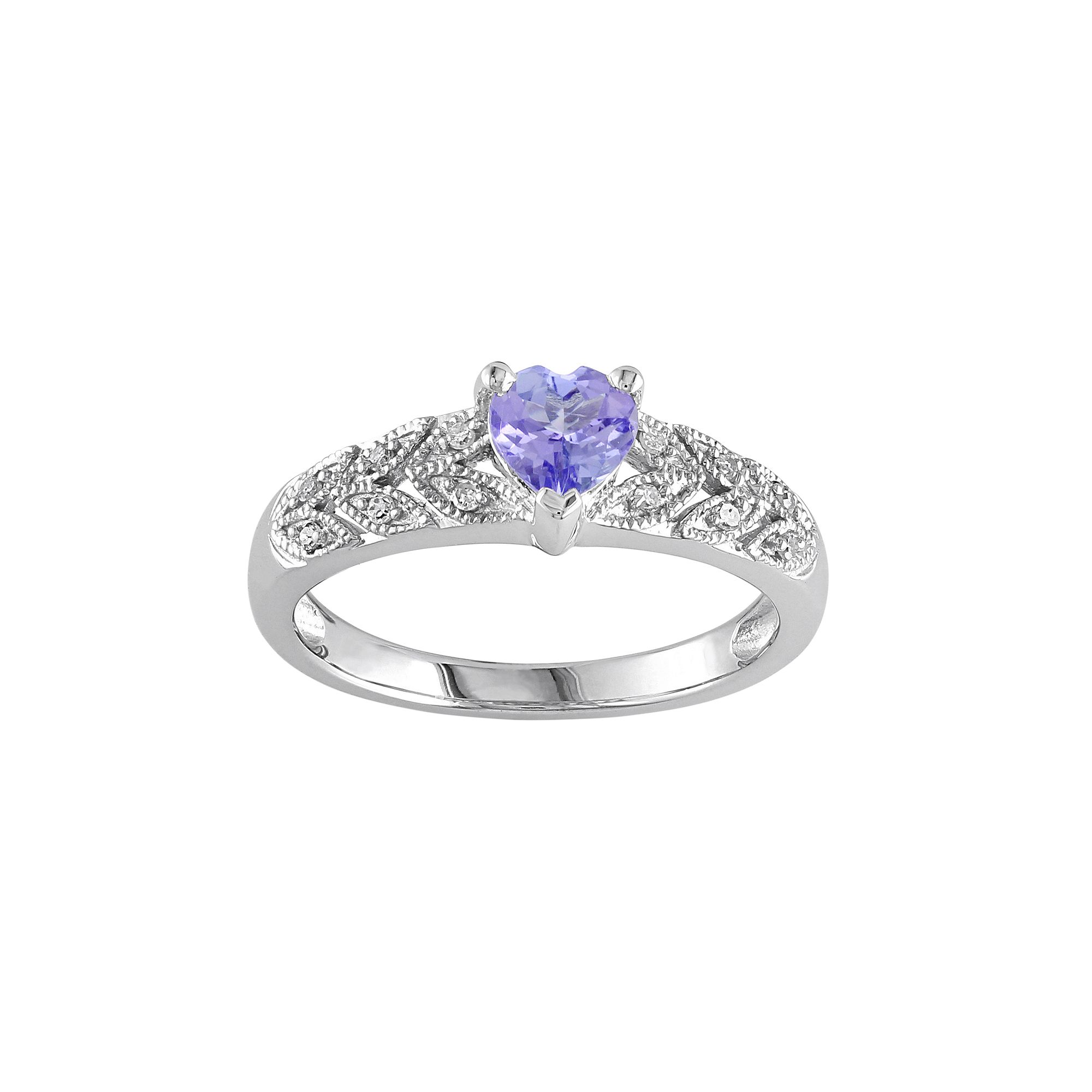 Stella Grace Tanzanite & Diamond Accent Sterling Silver Heart Ring, Womens