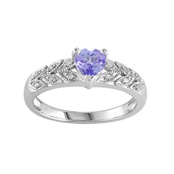 Stella Grace Tanzanite & Diamond Accent Sterling Silver Heart Ring