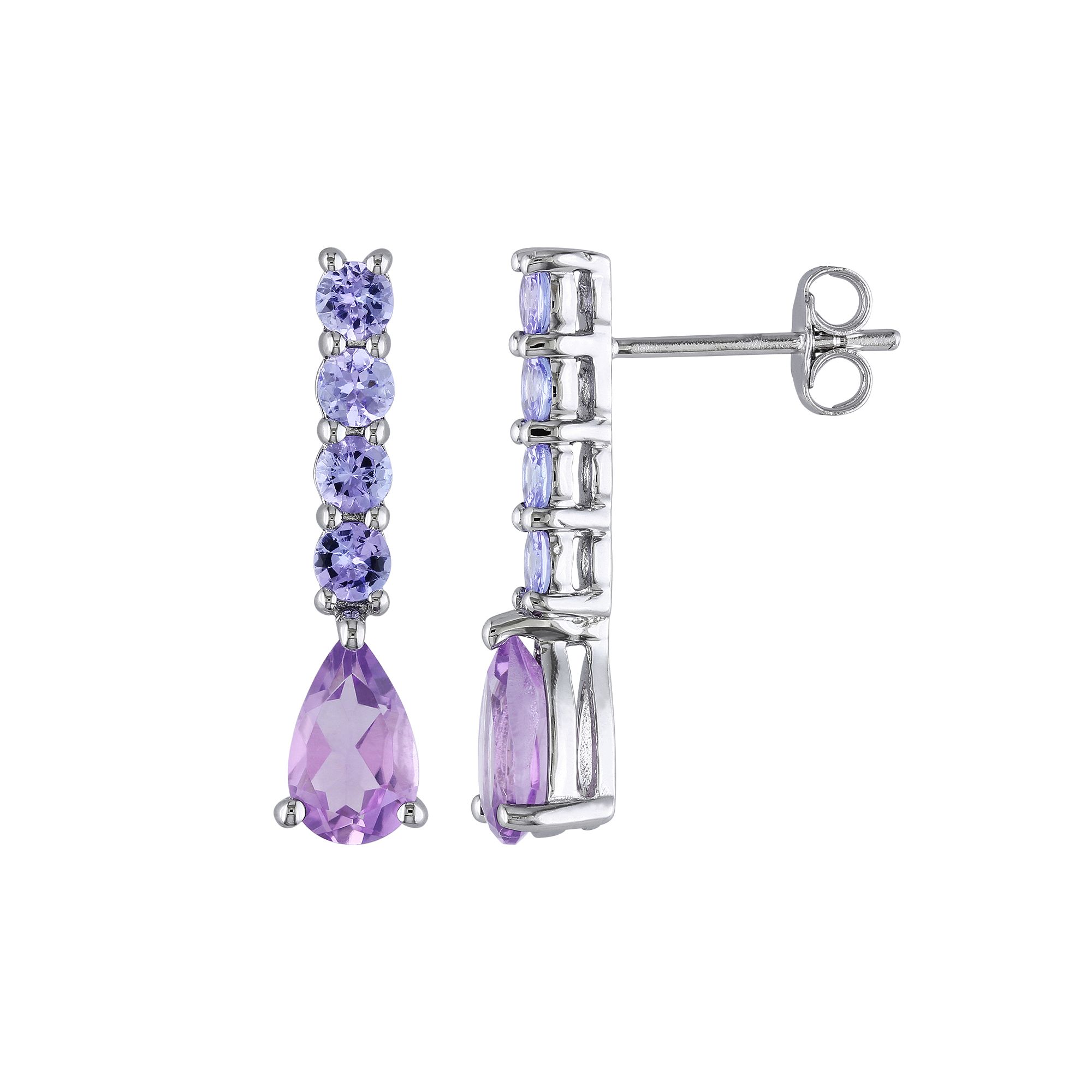 Stella Grace Amethyst & Tanzanite Sterling Silver Drop Earrings, Womens, P