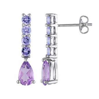 Stella Grace Amethyst & Tanzanite Sterling Silver Drop Earrings