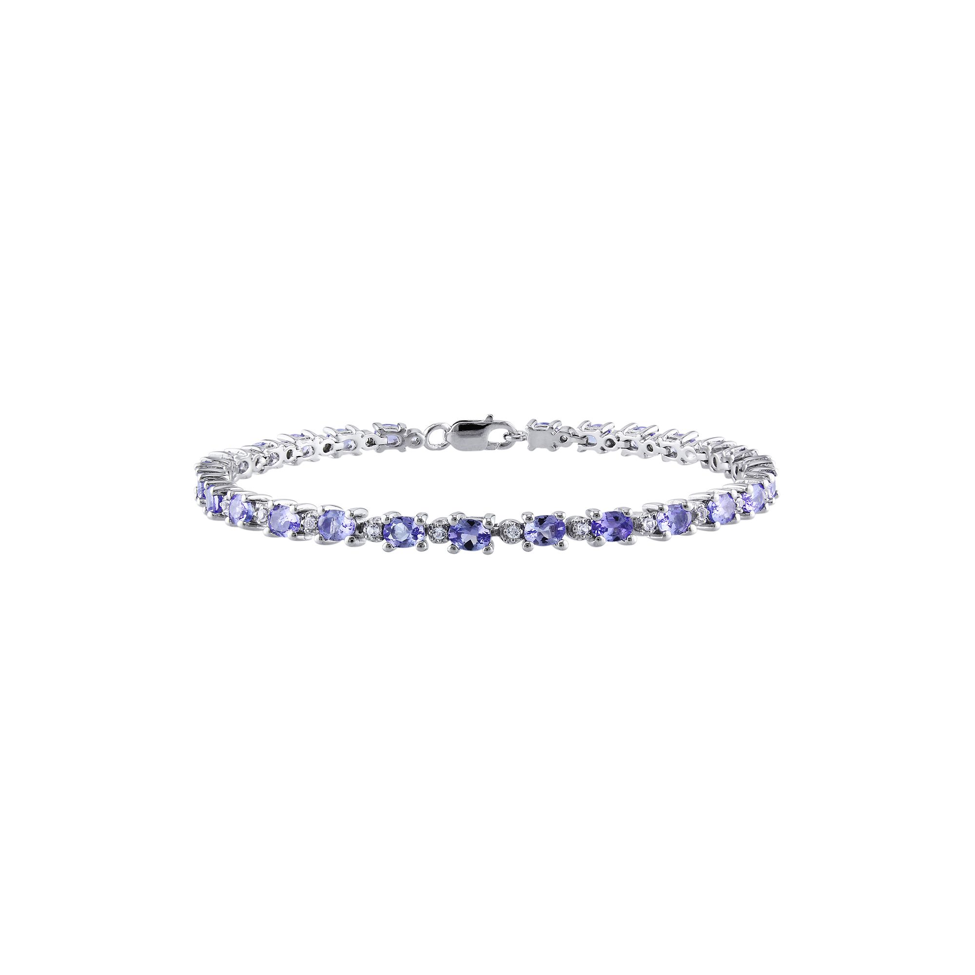 Tanzanite & White Topaz Sterling Silver Bracelet, Womens, Size: 7, Purp