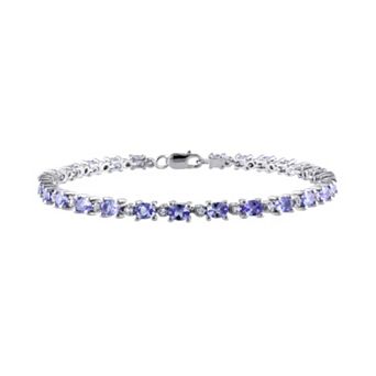Tanzanite & White Topaz Sterling Silver Bracelet