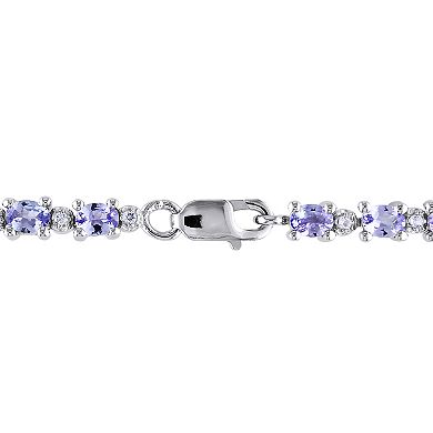 Tanzanite & White Topaz Sterling Silver Bracelet