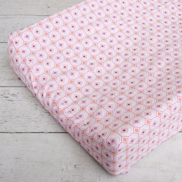 Caden Lane Pink Octagon Changing Pad Cover