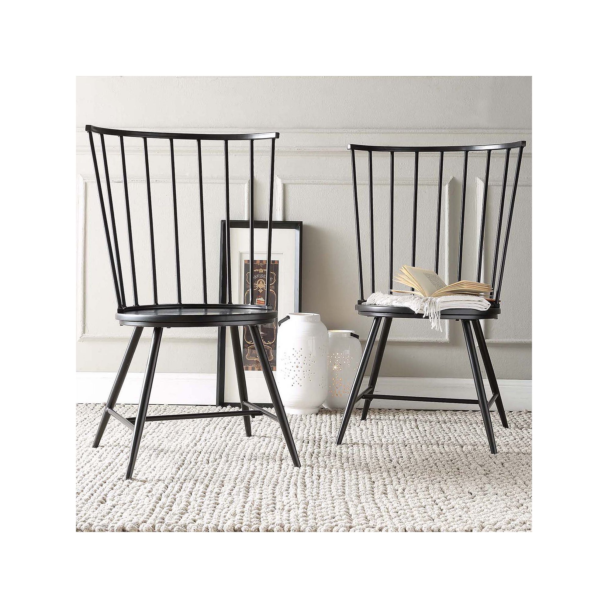 HomeVance Emmet 2-piece High Back Windsor Chair Set, Black