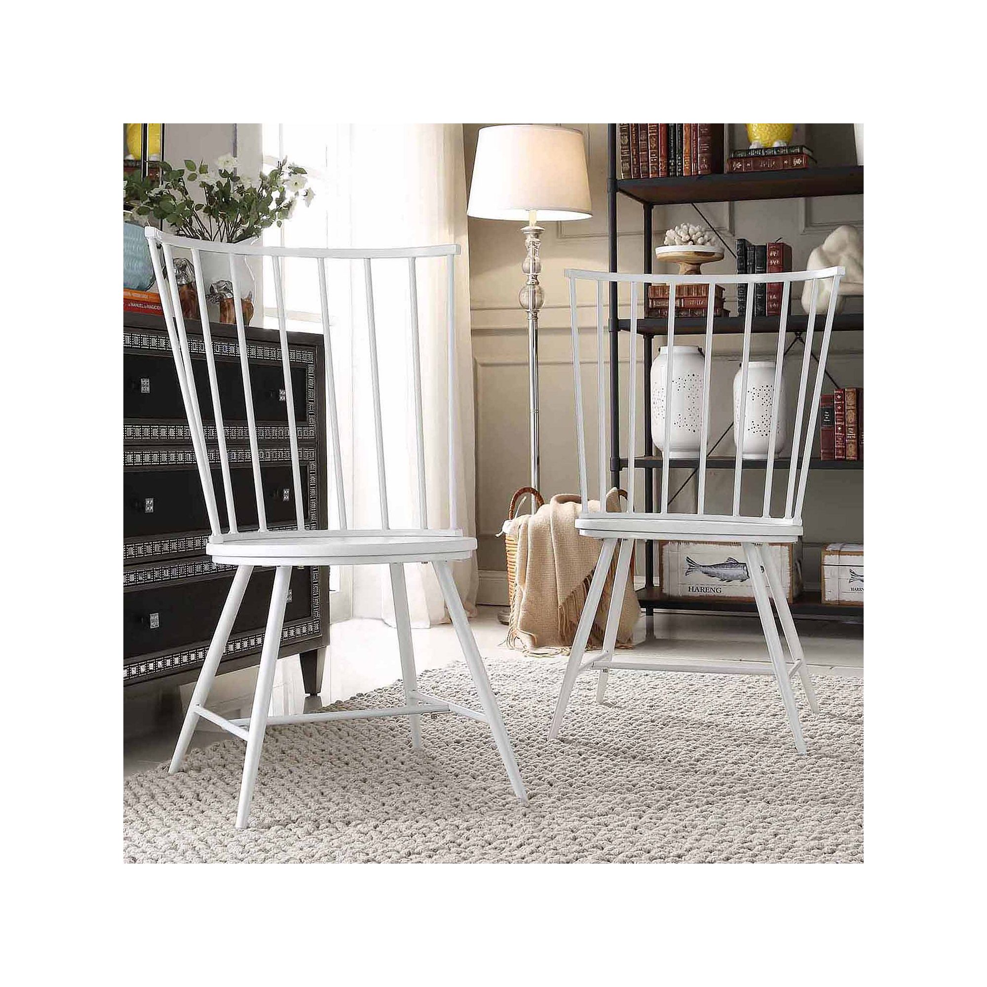 HomeVance Emmet 2-piece High Back Windsor Chair Set, White