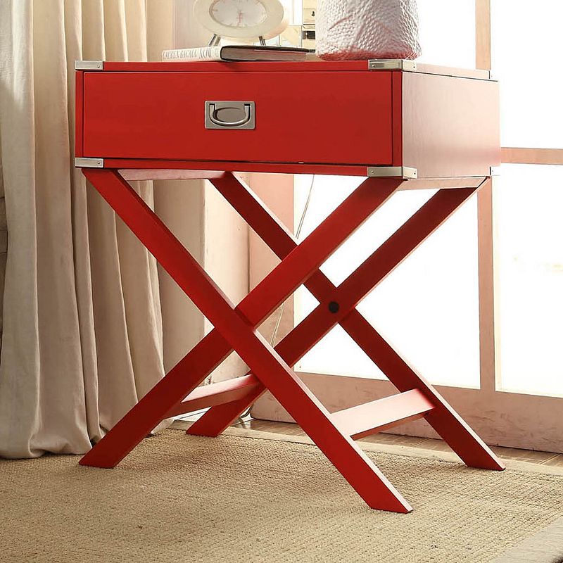HomeVance Morgan Campaign End Table, Red
