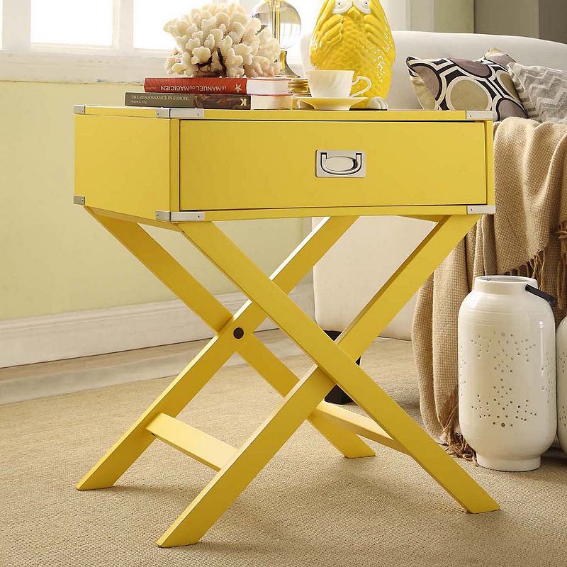 HomeVance Morgan Campaign End Table, Yellow