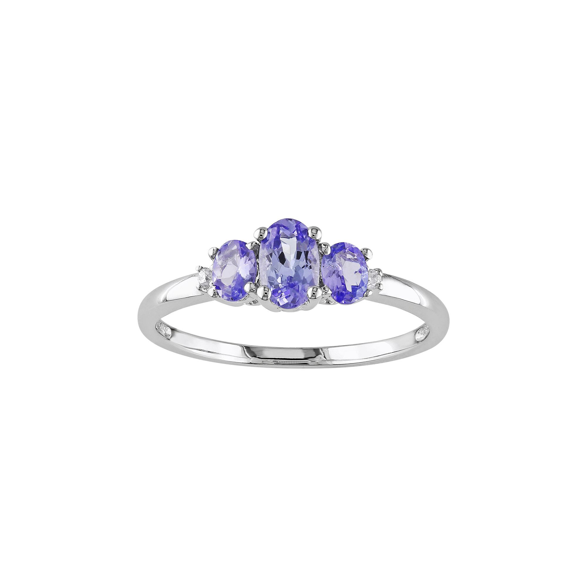 Stella Grace Tanzanite & Diamond Accent 10k White Gold 3-Stone Ring, Women