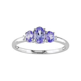 Stella Grace Tanzanite & Diamond Accent 10k White Gold 3-Stone Ring