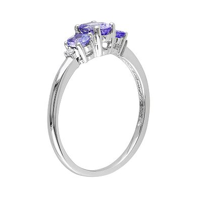 Stella Grace Tanzanite & Diamond Accent 10k White Gold 3-Stone Ring