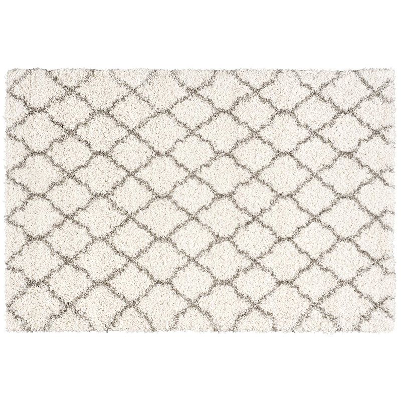 Nourison Amore Trellis Shag Rug, Beig/Green, 8X11 Ft