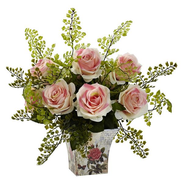 nearly natural Rose & Maiden Hair Floral Planter