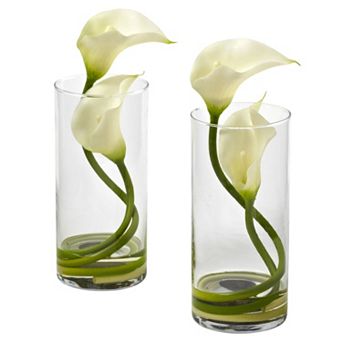 nearly natural 2 pc Double Calla Lily Flower Set