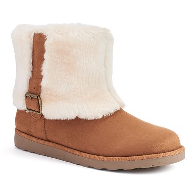 SO Women s Faux Fur Cuff Ankle Booties