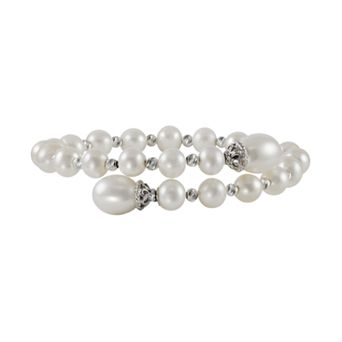 PearLustre by Imperial Sterling Silver Freshwater Cultured Pearl Bead Cuff Bracelet