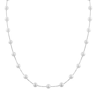 PearLustre by Imperial 10k White Gold Freshwater Cultured Pearl Station Necklace