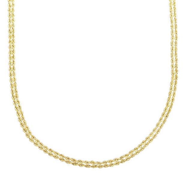 Double Rope Chain Necklace 10K Yellow Gold 18