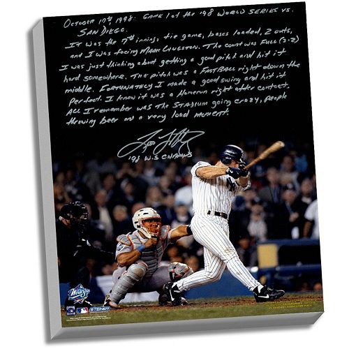 Steiner Sports New York Yankees Tino Martinez 1998 World Series Grand Slam Facsimile 22″ x 26″ Stretched Story Canvas