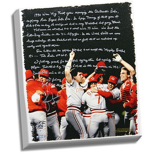 Steiner Sports Lou Piniella Reds World Series Facsimile 22″ x 26″ Stretched Story Canvas