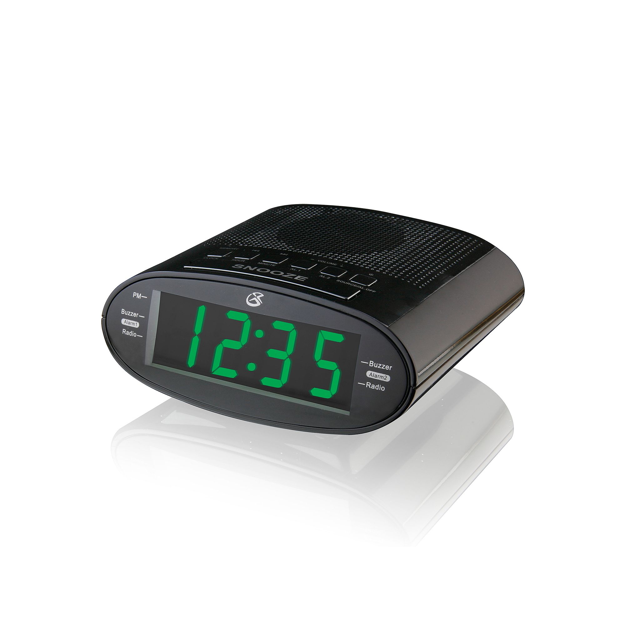 GPX AM / FM Dual Alarm Clock Radio, Black