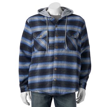 Victory Rugged Wear Plaid Flannel Hooded Shirt Jacket - Men