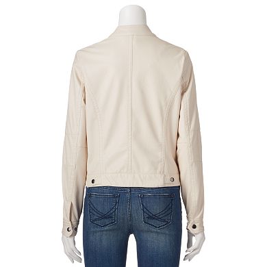 Juniors' J-2 Mockneck Faux-Leather Jacket