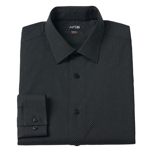 mens black patterned dress shirt