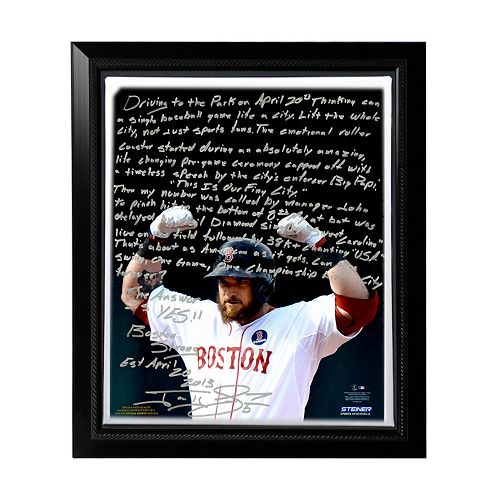 Steiner Sports Boston Red Sox Jonny Gomes Boston Strong Facsimile 22 x 26 Framed Stretched Story C...