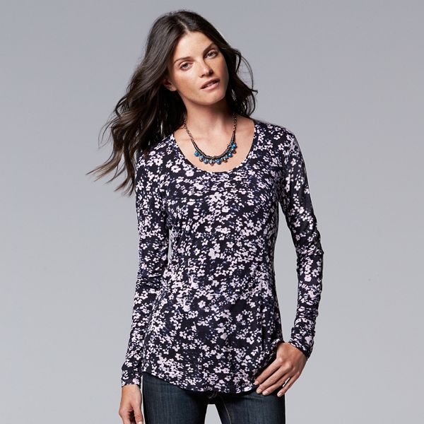 Women's Simply Vera Vera Wang Simply Breathe Print Seamed Top