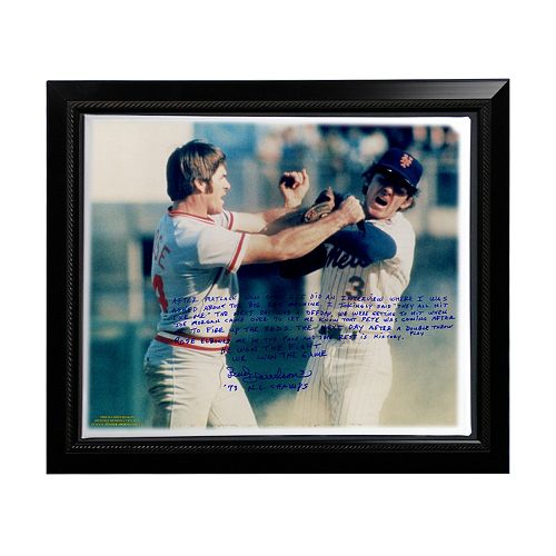 Steiner Sports New York Mets Bud Harrelson Fighting Rose Facsimile 22 x 26 Framed Stretched Story ...