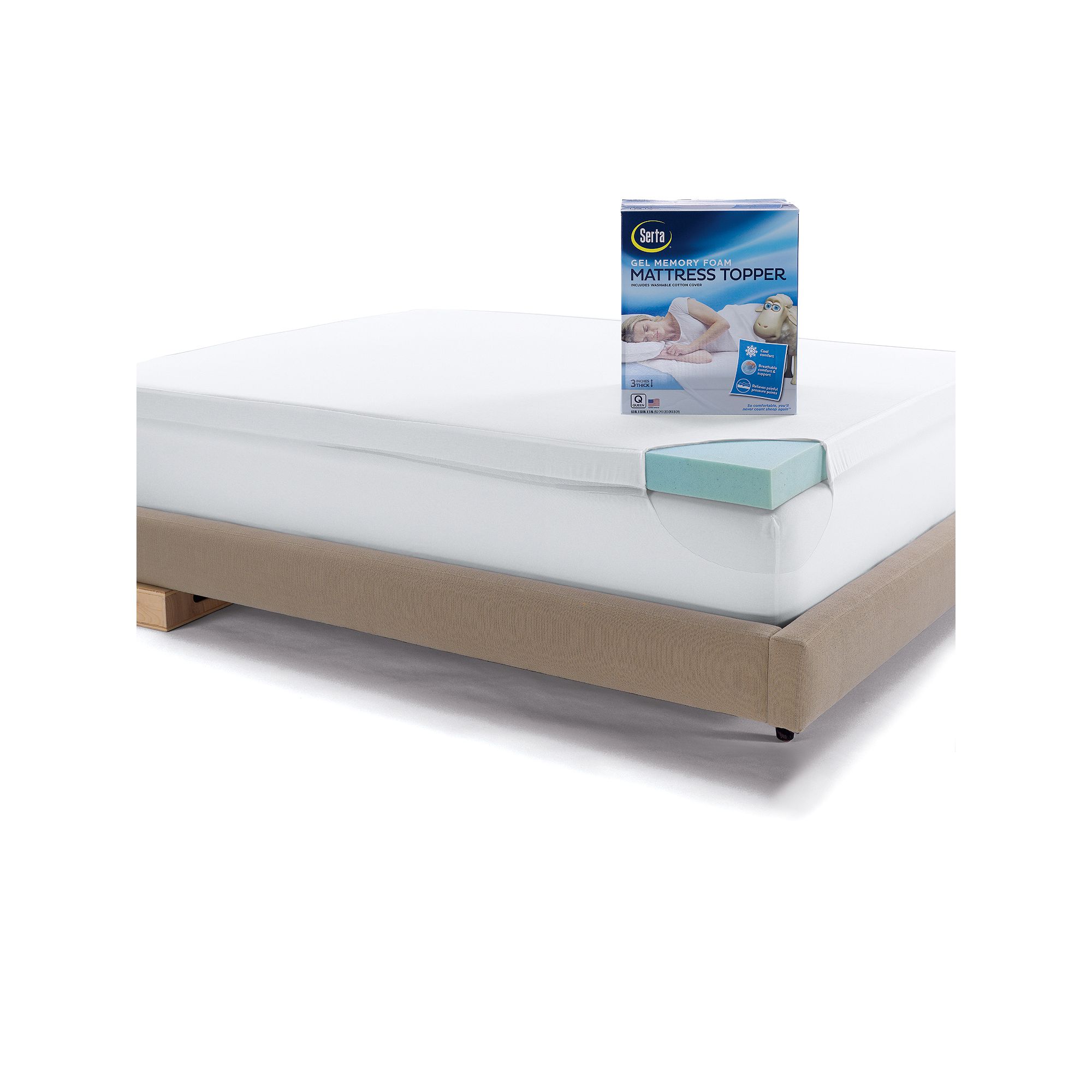 Serta® 3-inch Deep-Pocket Gel Memory Foam Mattress Topper, White