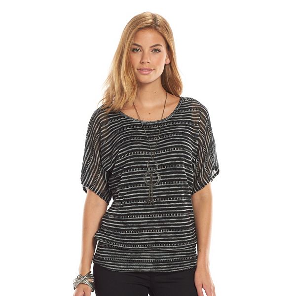 AB Studio Striped Banded-Bottom Necklace Top - Women's