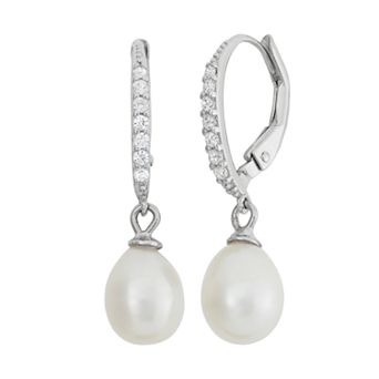 Designs by Gioelli Freshwater Cultured Pearl & Cubic Zirconia Sterling Silver Drop Earrings