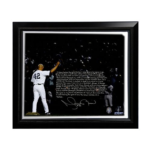 Steiner Sports New York Yankees Mariano Rivera Last Game in Pinstripes Facsimile 22″ x 26″ Framed Stretched Story Canvas