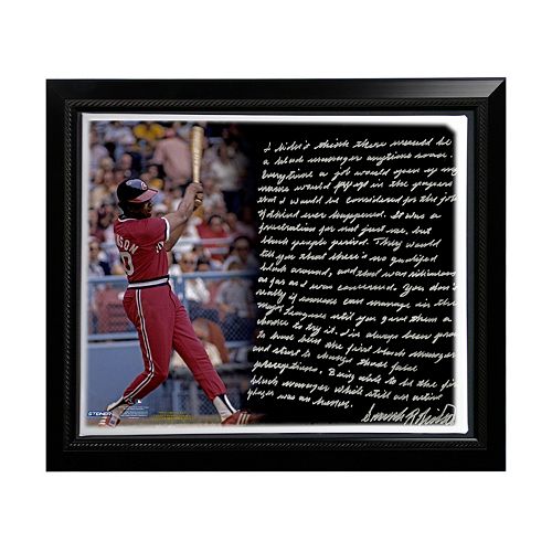 Steiner Sports Cleveland Indians Frank Robinson 1st Black Manager Facsimile 22″ x 26″ Framed Stretched Story Canvas