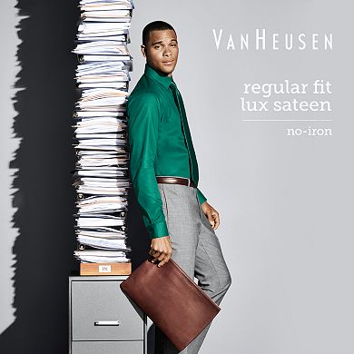 Big & Tall Van Heusen Regular-Fit Solid Lux Sateen No-Iron Spread-Collar Dress Shirt
