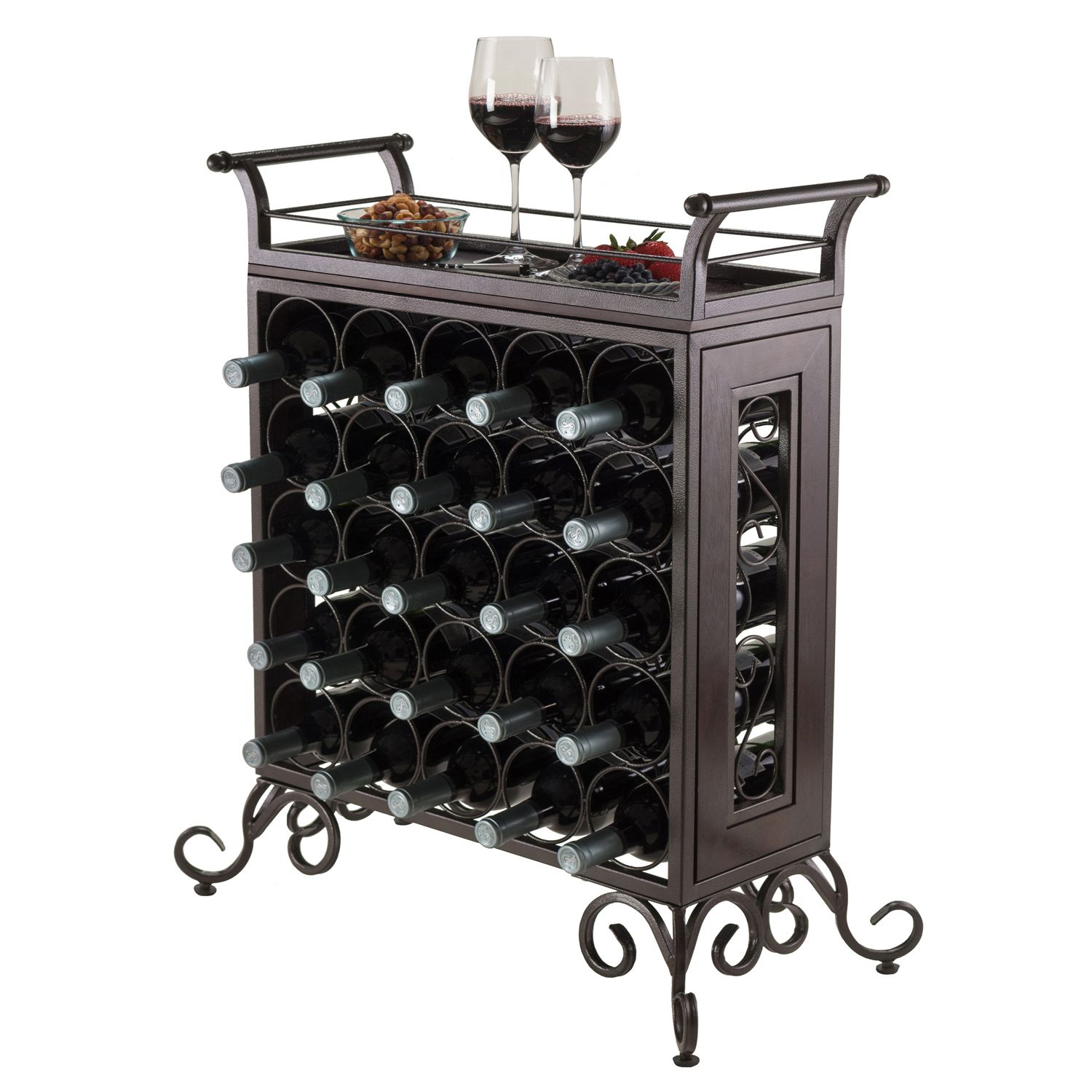 Sunnydaze Lavina Wine Cabinet with Glass and Bottle Storage Shelves