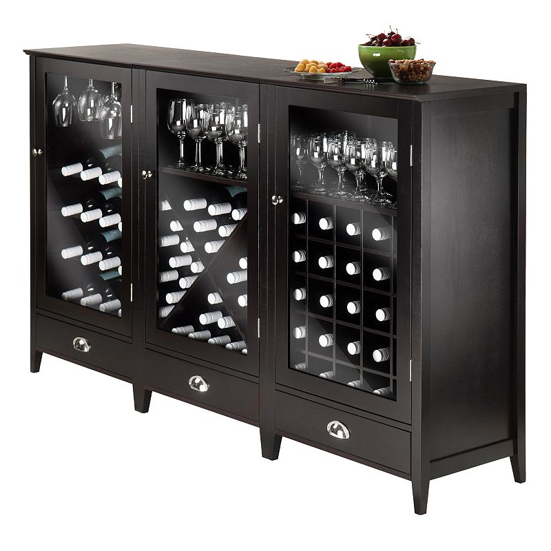 99388481 Winsome 3-piece Bordeaux Wine Cabinet Set, Dark Br sku 99388481